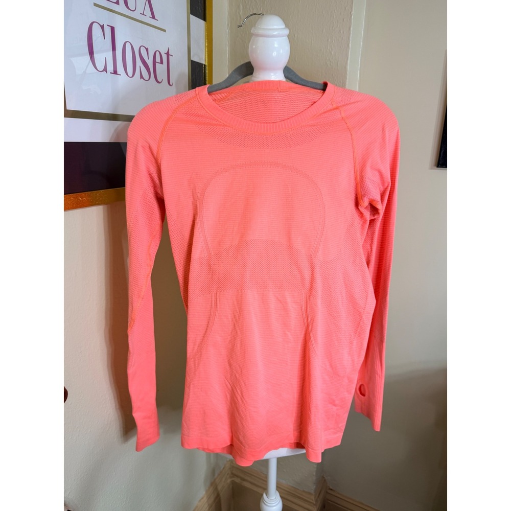 Lululemon Swiftly Tech Long Sleeve 2.0 Crew Neck Shirt Neon Coral Pink Womens